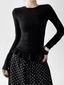 Ruffle Hem Fitted Long Sleeve Top - CT52154