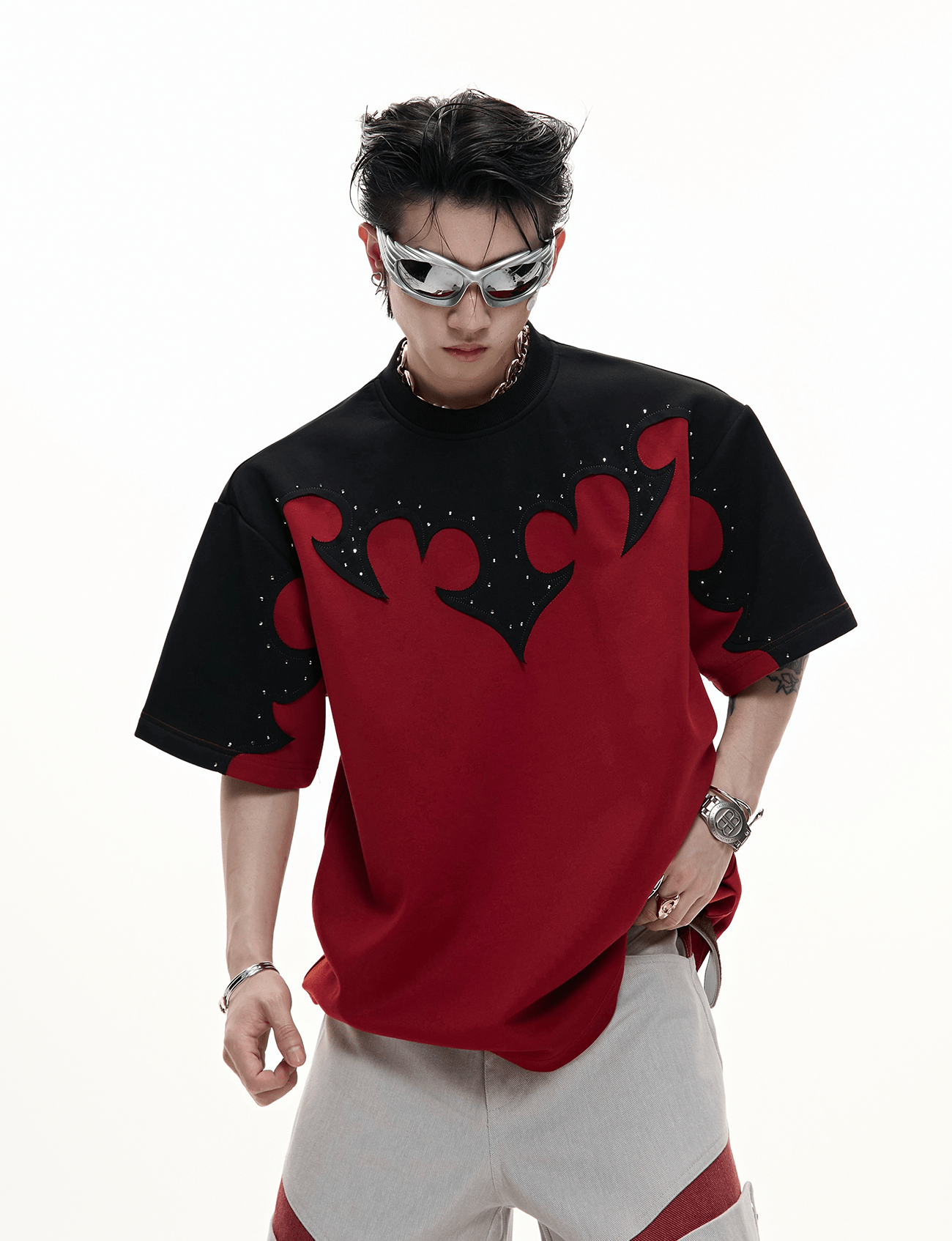 3D Appliqué Rhinestone Tee - COPPING THREADS - ArguE CulturE