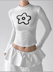 Abstract Flower Graphic Fitted Long - Sleeve Tee - COPPING THREADS - CT Select