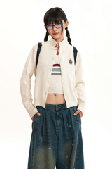 Academic Embroidered Badge Knitted Cardigan - COPPING THREADS - MOROMORO