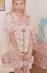 Angel Print Satin Pajama Set - COPPING THREADS - CT Dreamscape
