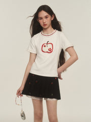 Apple Embroidered Lace Trim Tee - COPPING THREADS - AYF