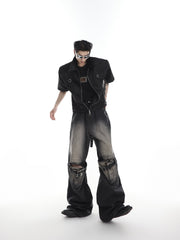 ArguE CulturE Belt Buckle Cut Denim Black - COPPING THREADS - ArguE CulturE