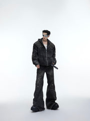 ArguE CulturE Distressed Metal Button Denim Jacket - COPPING THREADS - ArguE CulturE