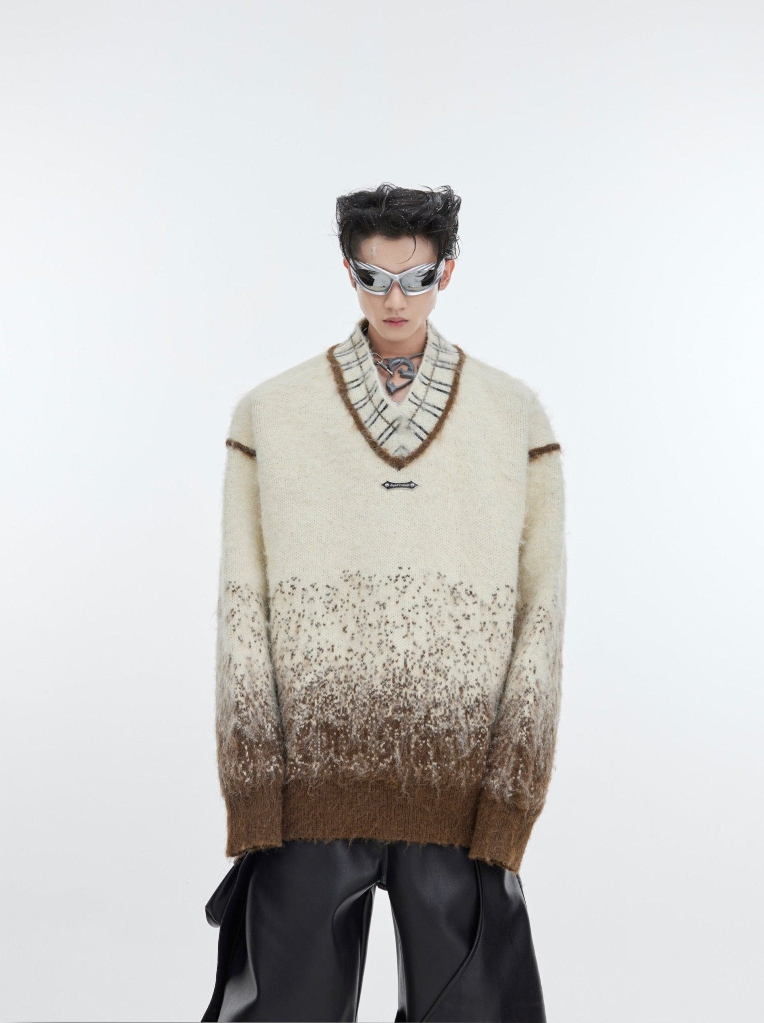 ArguE CulturE Polka Dot Gradient V - neck Silhouette Sweater - COPPING THREADS - ArguE CulturE