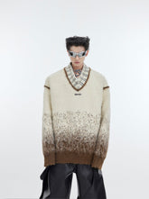 ArguE CulturE Polka Dot Gradient V - neck Silhouette Sweater - COPPING THREADS - ArguE CulturE