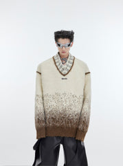 ArguE CulturE Polka Dot Gradient V - neck Silhouette Sweater - COPPING THREADS - ArguE CulturE