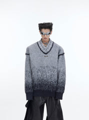 ArguE CulturE Polka Dot Gradient V - neck Silhouette Sweater - COPPING THREADS - ArguE CulturE