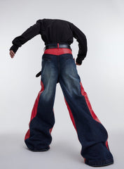 ArguE CulturE PU Leather Washed Patchwork Contrast Denim - COPPING THREADS - ArguE CulturE