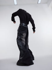 ArguE CulturE PU Leather Washed Patchwork Contrast Denim - COPPING THREADS - ArguE CulturE