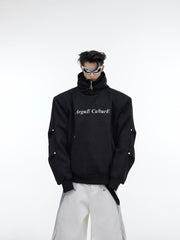 ArguE CulturE Sequined Double - Layer Metal Button Hoodie - COPPING THREADS - ArguE CulturE