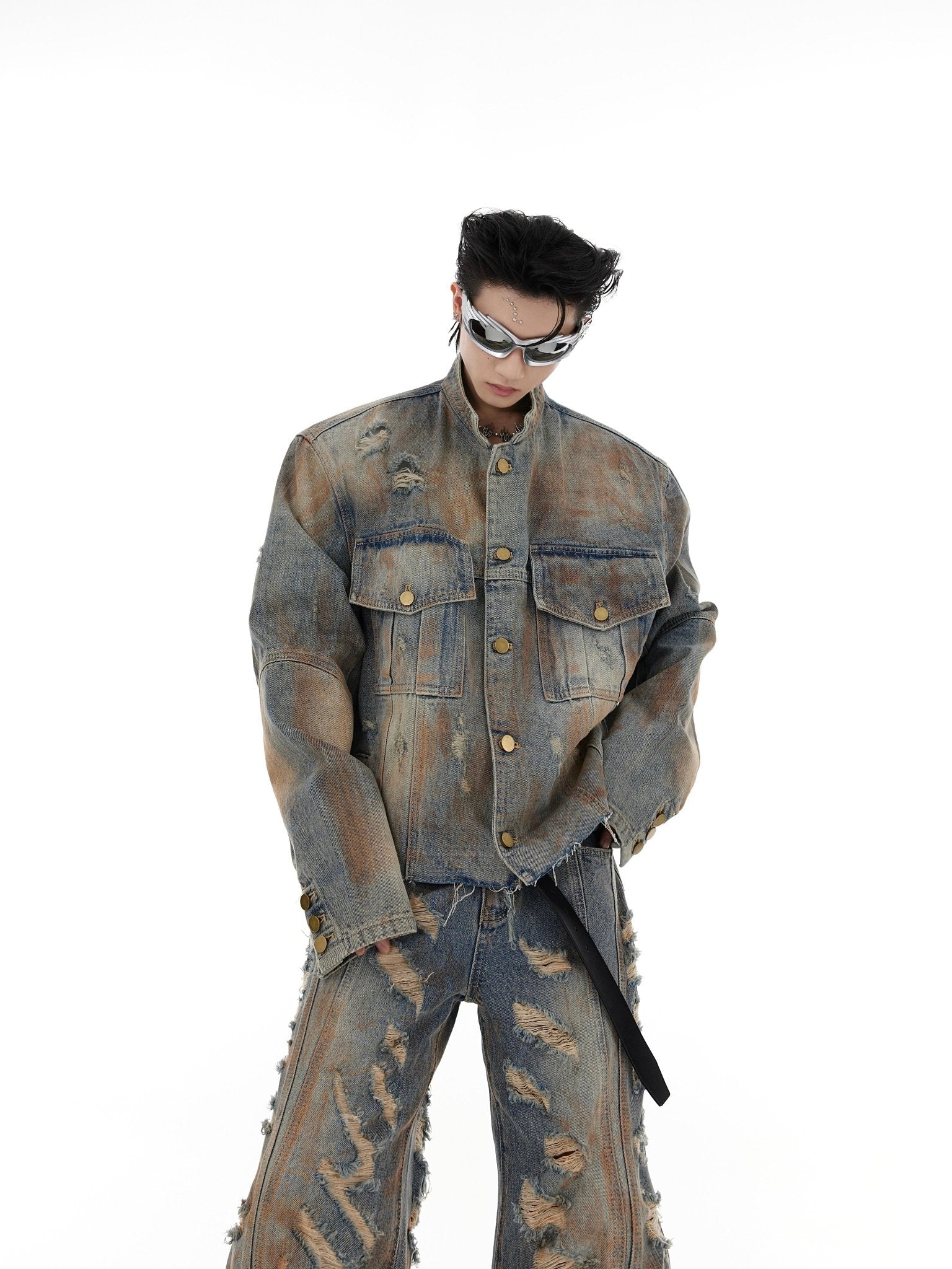 ArguE CulturE Wasteland Distressed Vintage Denim Jacket - COPPING THREADS - ArguE CulturE
