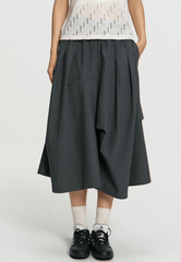 Asymmetric Pleated A - Line Midi Skirt - COPPING THREADS - RAPPEYE