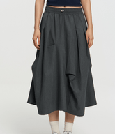 Asymmetric Pleated A - Line Midi Skirt - COPPING THREADS - RAPPEYE