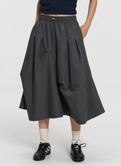 Asymmetric Pleated A - Line Midi Skirt - COPPING THREADS - RAPPEYE