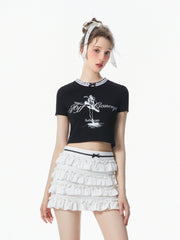 Ballet Dancer Print Lace Collar Tee - COPPING THREADS - AYF
