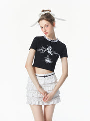 Ballet Dancer Print Lace Collar Tee - COPPING THREADS - AYF