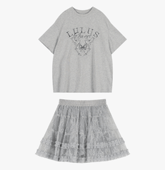 Balletcore Graphic Tee & Layered Tulle Cake Skirt Set - COPPING THREADS - LulusMiracle