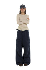 Basic Layered Ruffle Hem Fitted Long Sleeve T-Shirt - COPPING THREADS - MOROMORO