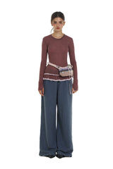 Basic Layered Ruffle Hem Fitted Long Sleeve T-Shirt - COPPING THREADS - MOROMORO