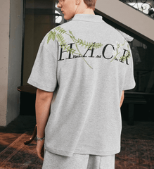 Botanical Embroidered Waffle Knit Polo Shirt - COPPING THREADS - Harsh and Cruel