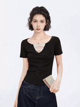 Bow Cutout V - Neck Fitted Tee - COPPING THREADS - CT Select