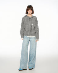 Bow - Tie Hooded Knit Sweater - COPPING THREADS - CT Select