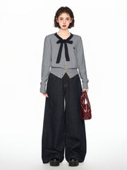 Bow - Tie V - Neck Knit Cardigan Sweater - COPPING THREADS - CT Select