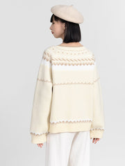 Butter Yellow Fair Isle Pattern Knit Cardigan - COPPING THREADS - CT Select