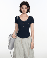 Button V - Neck Fitted Tee - COPPING THREADS - CT Select