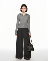 Cable Knit Hooded Zip - Up Cardigan Sweater - COPPING THREADS - CT Select