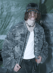 Camouflage Thickened Destroyed Loose Bomber Jacket - COPPING THREADS - TRECLUB