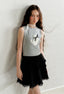 Cat Embroidered Knit Tank Top - COPPING THREADS - AYF