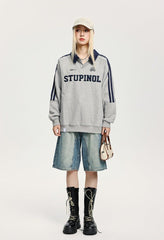 CATTEE Embroidered Letter Polo Sweatshirt - COPPING THREADS - CATTEE