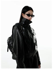 CATTEE Faux Leather Lapel Jacket - COPPING THREADS - CATTEE