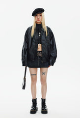 CATTEE Retro Motorcycle PU Jacket - COPPING THREADS - CATTEE