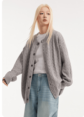 CATTEE Vintage Cable Knit Cardigan - COPPING THREADS - CATTEE
