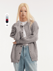 CATTEE Vintage Cable Knit Cardigan - COPPING THREADS - CATTEE