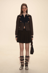 Color - Block Mohair Bow - Tie Zip - Up Cardigan - COPPING THREADS - MOROMORO