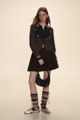 Color - Block Mohair Bow - Tie Zip - Up Cardigan - COPPING THREADS - MOROMORO