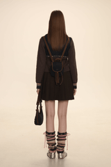 Color - Block Mohair Bow - Tie Zip - Up Cardigan - COPPING THREADS - MOROMORO