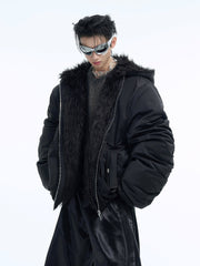 Colorblock Mountain Hawk Faux Fur Trim Hooded Puffer Jacket - COPPING THREADS - ArguE CulturE