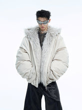 Colorblock Mountain Hawk Faux Fur Trim Hooded Puffer Jacket - COPPING THREADS - ArguE CulturE