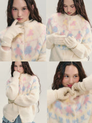 Colorful Hand - in - Hand Graphic Knit Cardigan - COPPING THREADS - CHICISLAND