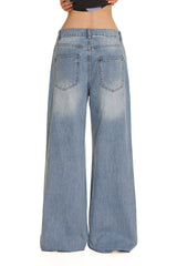 Colorful Rhinestone Lace Trimmed Distressed Denim - COPPING THREADS - MOROMORO