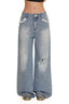 Colorful Rhinestone Lace Trimmed Distressed Denim - COPPING THREADS - MOROMORO