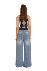 Colorful Rhinestone Lace Trimmed Distressed Denim - COPPING THREADS - MOROMORO