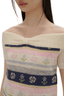 Colorful Striped Floral Pattern Off - Shoulder Knit Top - COPPING THREADS - MOROMORO
