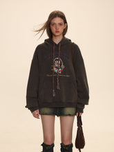 Colorful Yarn Rope Floral Emblem Embroidered Hoodie - COPPING THREADS - MOROMORO