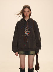 Colorful Yarn Rope Floral Emblem Embroidered Hoodie - COPPING THREADS - MOROMORO